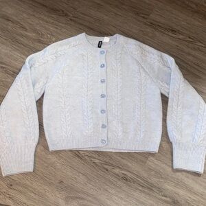 H&M Light Blue Cable Knit Button-Up Cardigan
